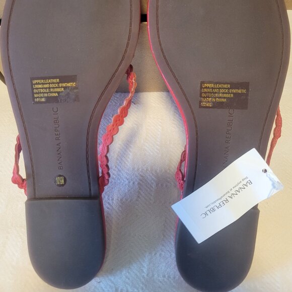 Women's Banana Republic red leather thong flip flops size 10.5 new with tag - Picture 5 of 6